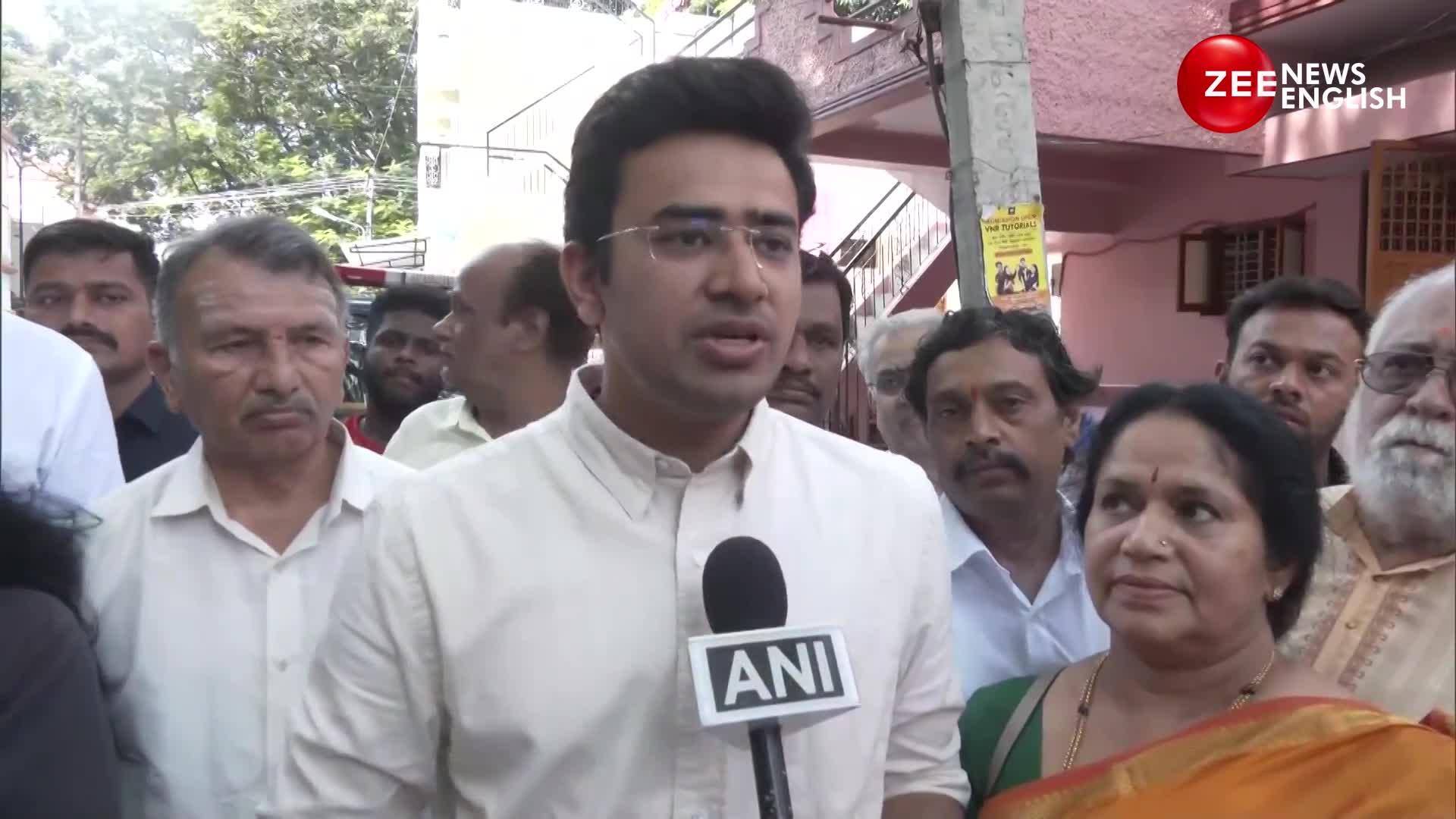 National President BJP Yuva Morcha Tejasvi Surya Casts His Vote Zee News