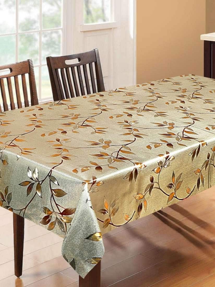 Dakshya Industries Beige & Brown Floral Waterproof 6-Seater Table Cover Dakshya Industries Beige & Brown Floral Waterproof 6-Seater Table Cover