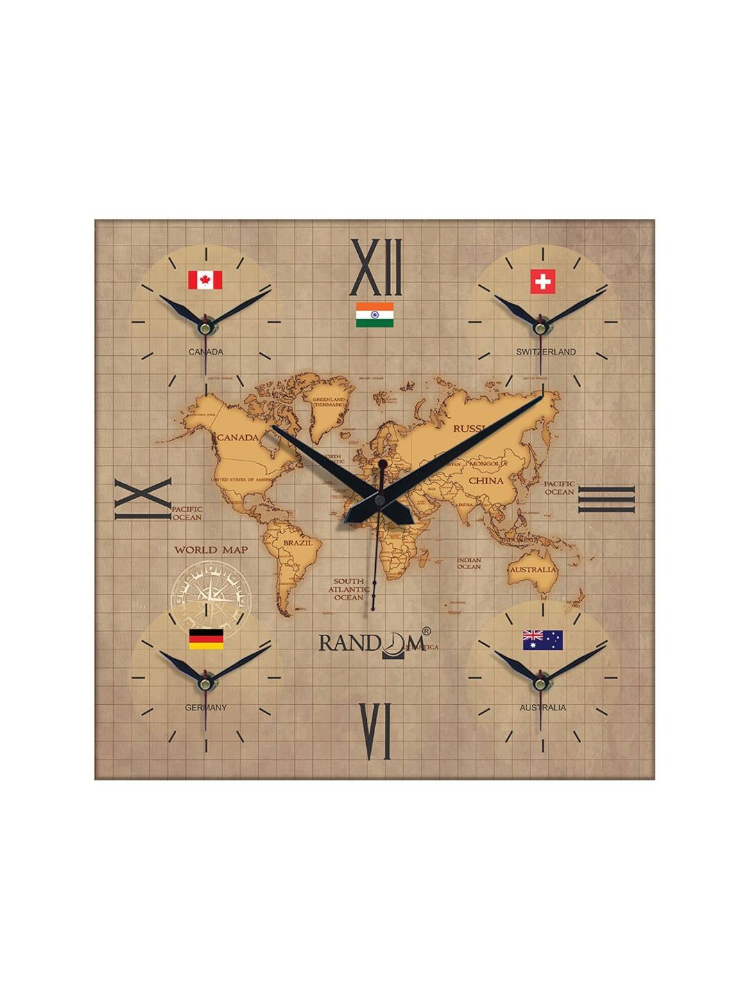 RANDOM Brown & Yellow Printed Contemporary Wall Clock RANDOM Brown & Yellow Printed Contemporary Wall Clock