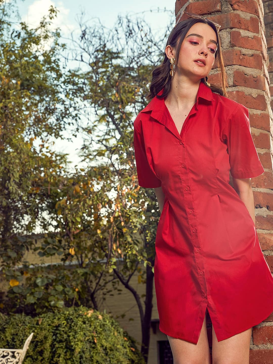 open lace back dress Lelia Dress In Tulip Red  Nola London