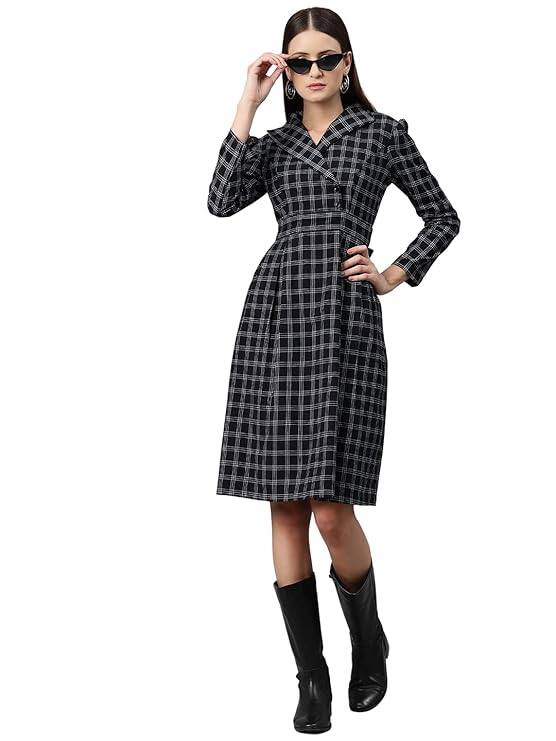 Cottinfab Checked Cotton Blazer Dress