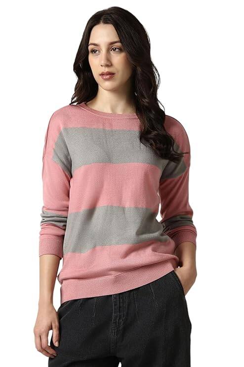 Van Heusen Striped Round Neck Sweater
