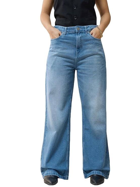 Bewakoof Women’s 100% Cotton Wide Leg Jeans Bewakoof Women’s 100% Cotton Wide Leg Jeans
