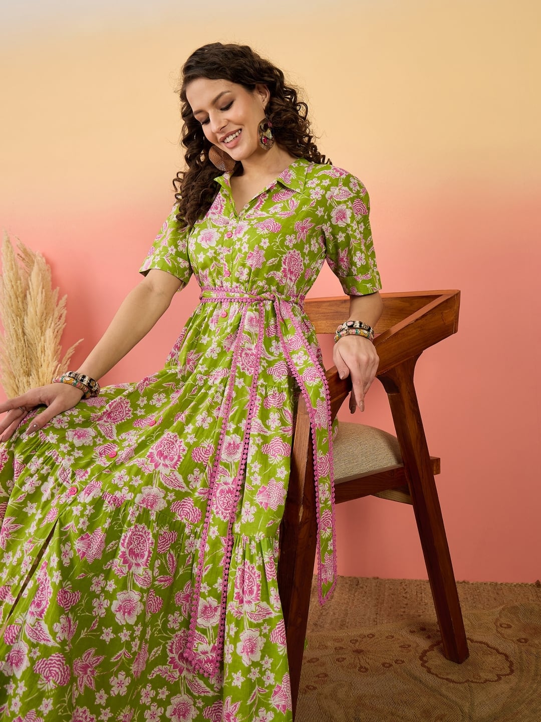 Sangria Floral Printed Maxi Dress