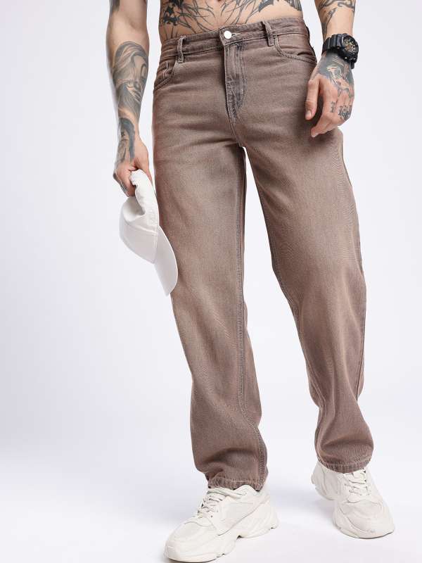 Glitchez Men Brown Relaxed Fit Jeans