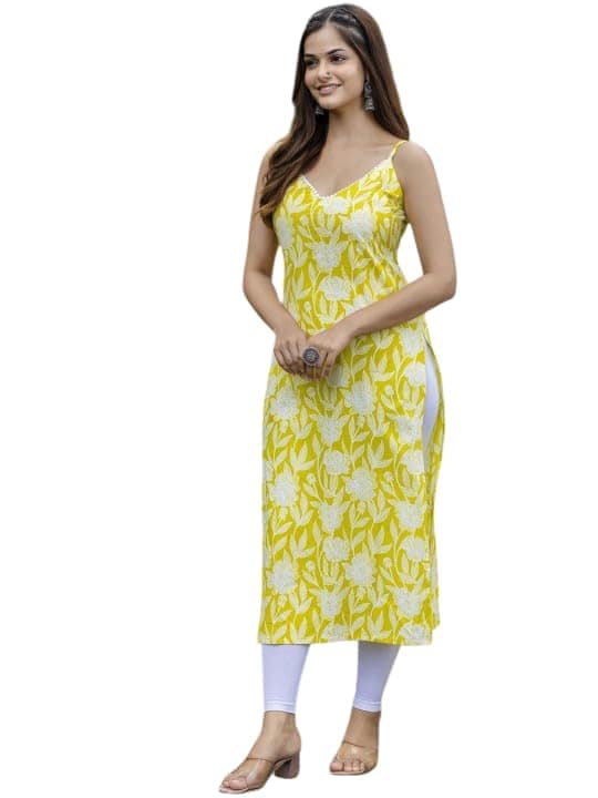 Crafted Sutra Rayon Floral Kurti Set