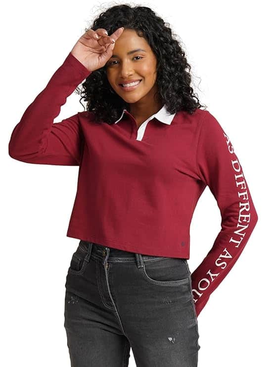 One Sky Women’s Cotton Polo Crop T-Shirt