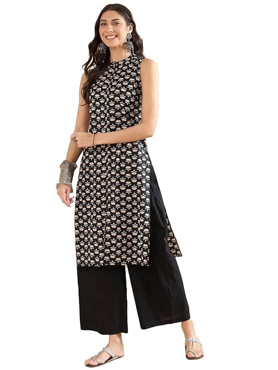 Miss Fame Printed Cotton Kurta With Palazzo