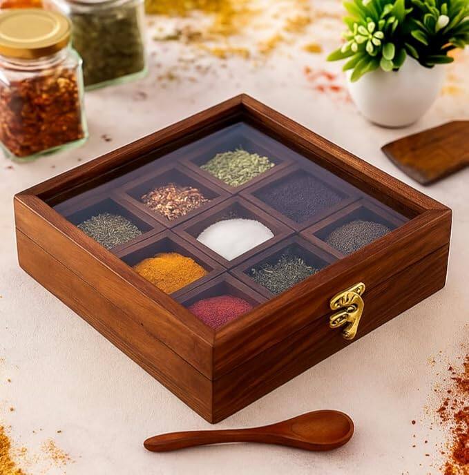 Theheartwill Sheesham Wood Spice Box Theheartwill Sheesham Wood Spice Box