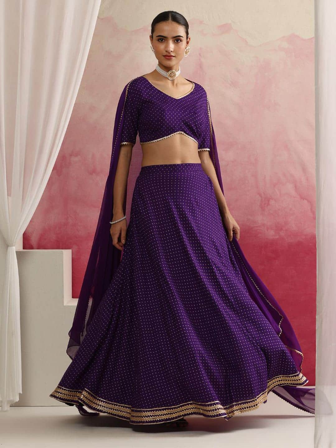 Khushal K Printed Ready To Wear Lehenga &amp; Blouse With Dupatta