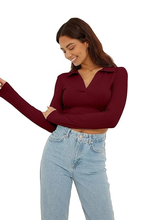 Ausk Women’s Polo Neck Crop Top