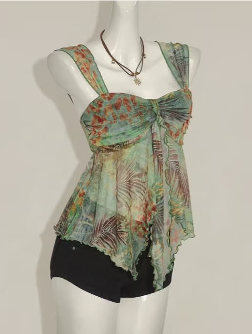 Retro Y2K Romantic Vacation Style Camisole Top