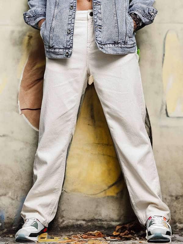 W.T.F - Witnessing True Fashion Men Smart Pure Cotton Relaxed Fit Mid-Rise Jeans