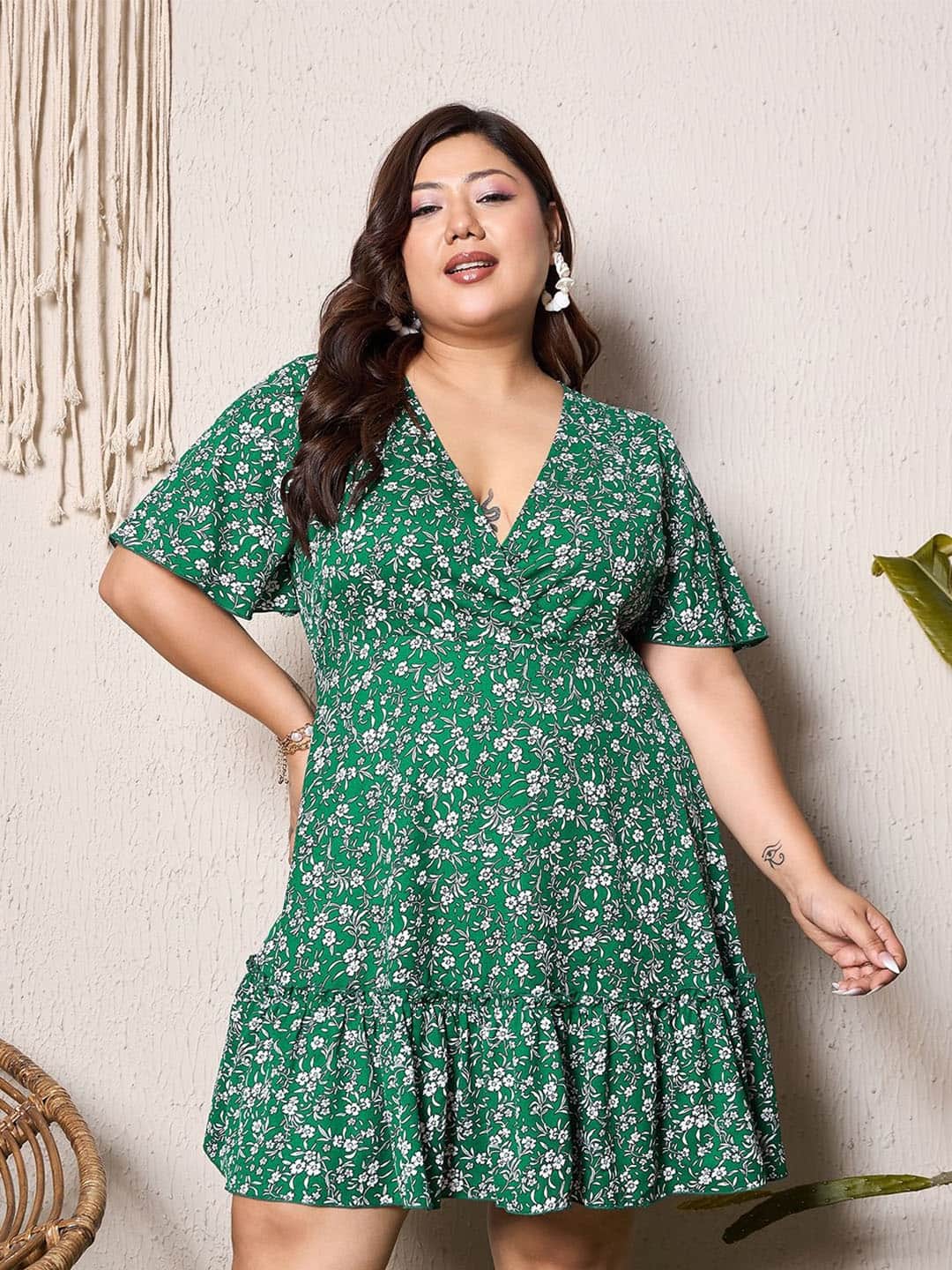 Berrylush Floral Print Ruffled A-Line Mini Dress
