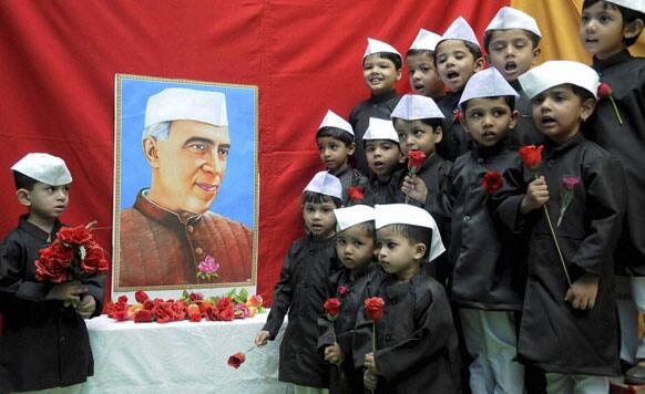 Children take part in a fancy dress competition in celebration of Children`s Day in Bhopal. The day is observed on the birth anniversary of Pandit Jawaharlal Nehru, the first PM of India.