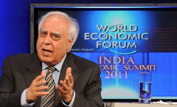 Kapil Sibal , Indian Minister of Human Resource Development and Communications, and Information Technology speaks during a session of the World Economic Forum - India Economic Summit in Mumbai.