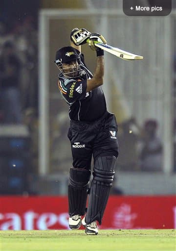 Robin Uthappa of Pune Warriors plays a shot against Kings XI Punjab during an Indian Premier League cricket match in Mohali.