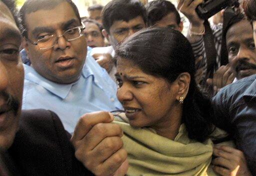 Kanimozhi leaves after appearing before a special Central Bureau of Investigation (CBI) court in connection with her alleged involvement in the multibillion telecom scam in New Delhi.