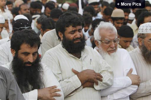 Supporter of Pakistan`s religious party Jamatut Dawa offer funeral prayers for Osama bin Laden in Karachi. Bin Laden, the mastermind behind the Sept. 11, 2001, terror attacks that killed thousands of Americans, was killed in an operation led by the United States, President Barack Obama said. 