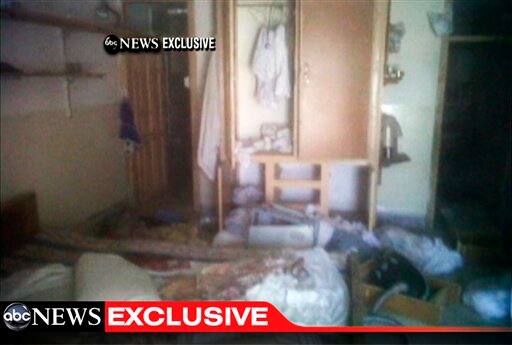 This frame grab from video obtained exclusively by ABC News, on Monday, May 2, 2011, shows a section of a room in the interior of the compound where it is believed al-Qaida leader Osama bin Laden lived in Abbottabad, Pakistan. Bin Laden, the face of global terrorism and mastermind of the Sept. 11, 2001, attacks, was tracked down and shot to death in Pakistan, Monday, May 2, 2011, by an elite team of U.S. forces, ending an unrelenting manhunt that spanned a frustrating decade.