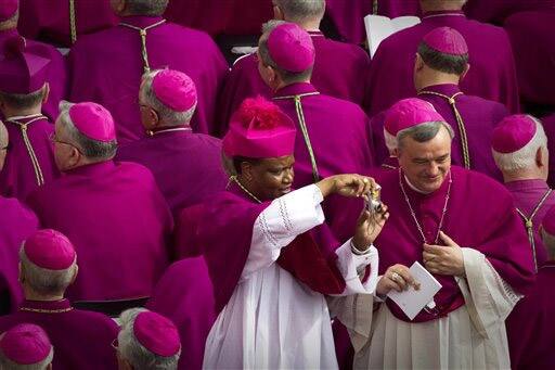 Prelates wait for a solemn celebration led by Pope Benedict XVI where late Pope John Paul II was beatified, in St. Peter`s Square at the Vatican.