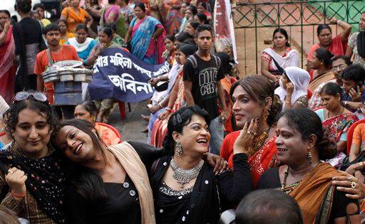 Sex workers and transgenders participate in an annual rally on the eve of May Day demanding that their profession be legalized, in Kolkata.