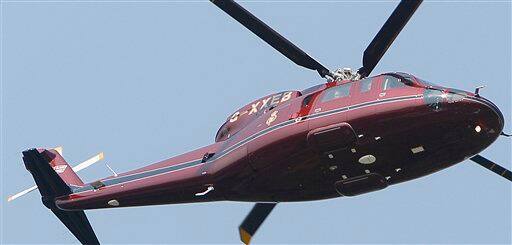 A helicopter believed to be carrying Britain`s Prince William, Duke of Cambridge, and his wife Kate, Duchess of Cambridge, takes off from Buckingham Palace as they depart for their honeymoon to an unknown destination in London.