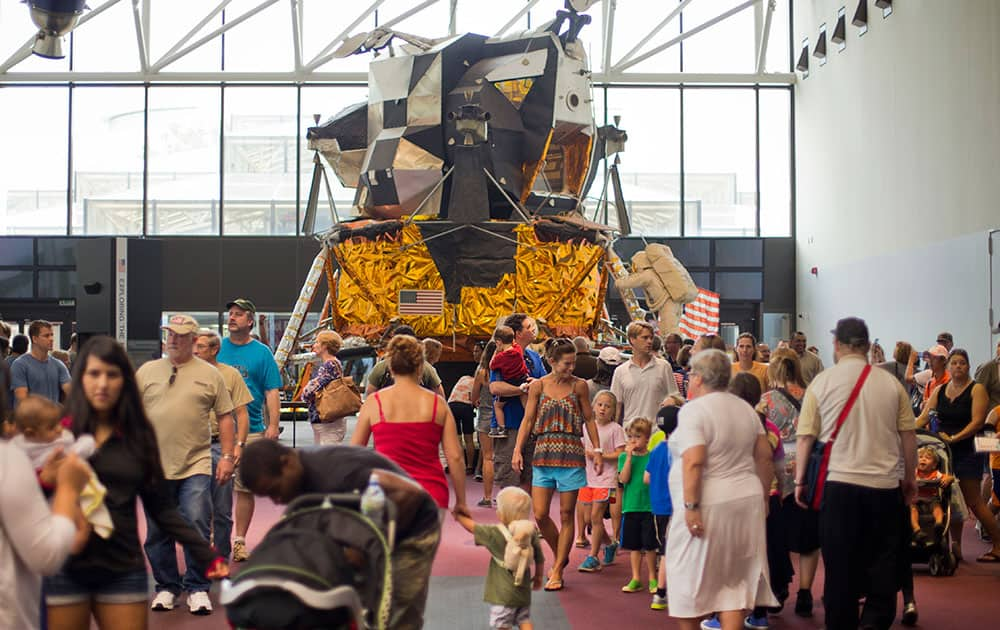 An Apollo Lunar Module, one of 12 built for Project Apollo, is seen on display at the Smithsonian`s National Air and Space Museum on the 45th anniversary of Apollo 11 lunar landing, in Washington.