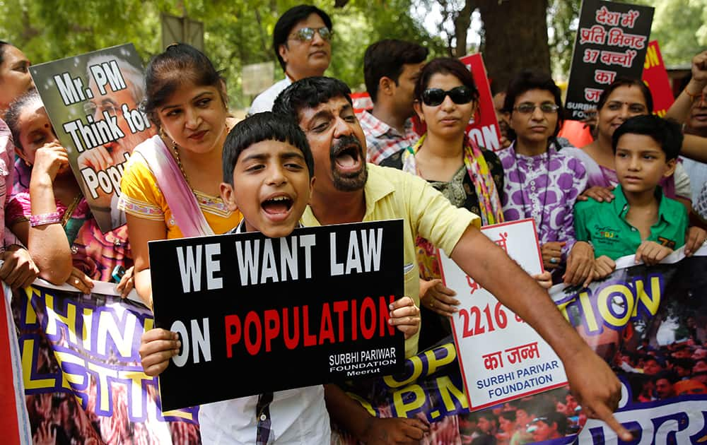 Members of Surbhi parivar foundation, a local non-governmental organization, shout slogan during a protest in New Delhi.