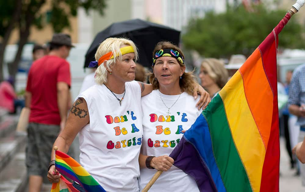 Kimmy Denny and her partner, Barb Lawrence, drove three hours for the to be at the court hearing on gay marriage in Miami.