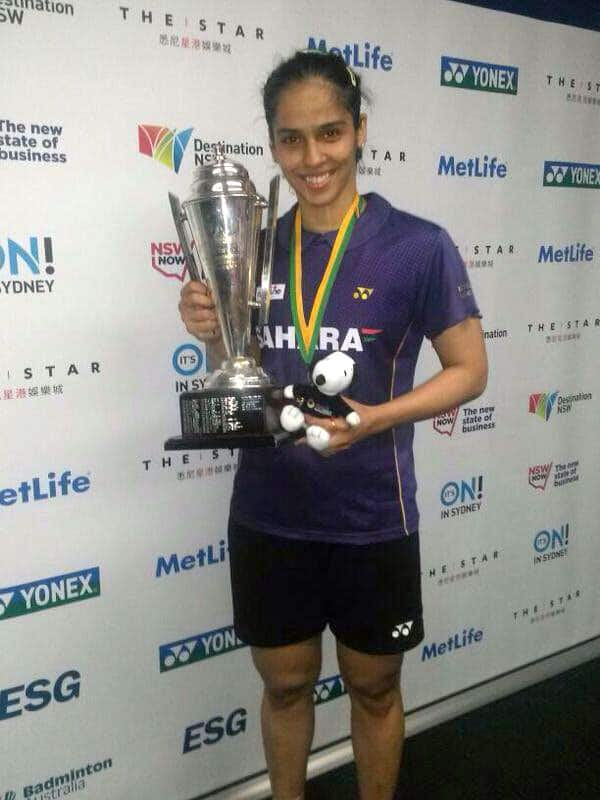 Saina Nehwal -  With the Australian Open trophy. Great moment!!!!! PIC COURTESY: TWITTER