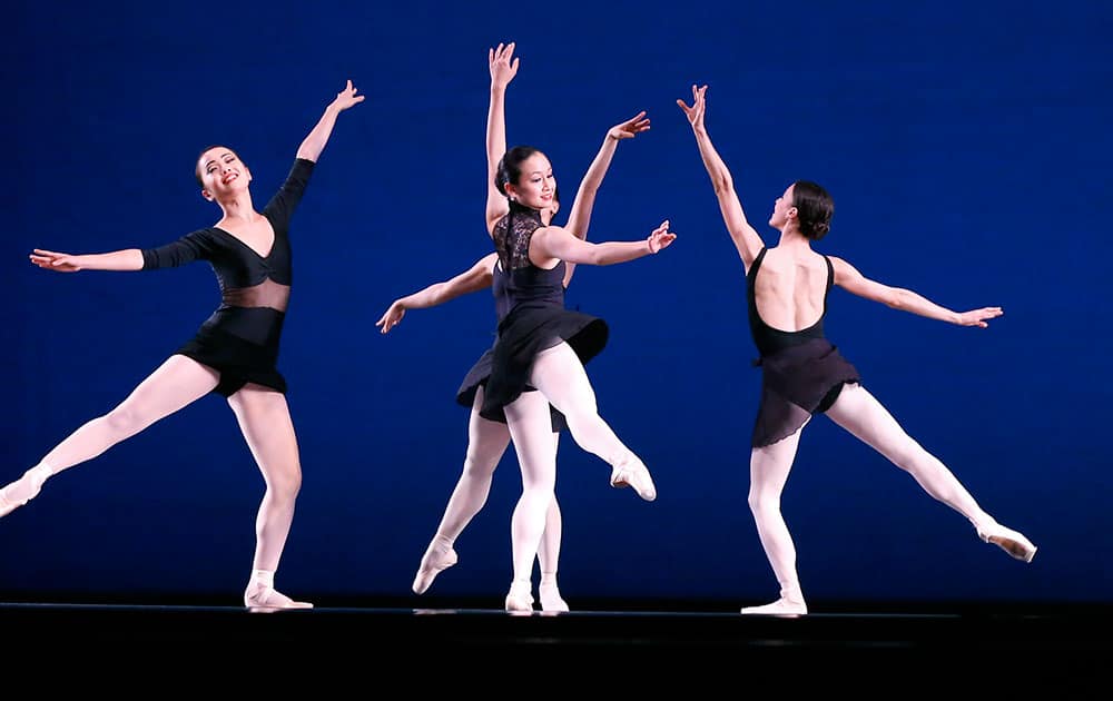 Competitors of the USA International Ballet Competition participate in a grand opening number of the Awards Gala in Jackson, Miss.