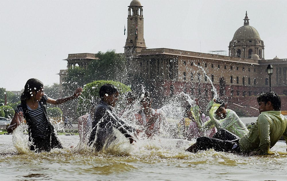 Youngsters beat the heat as mercury soars in New Delhi.