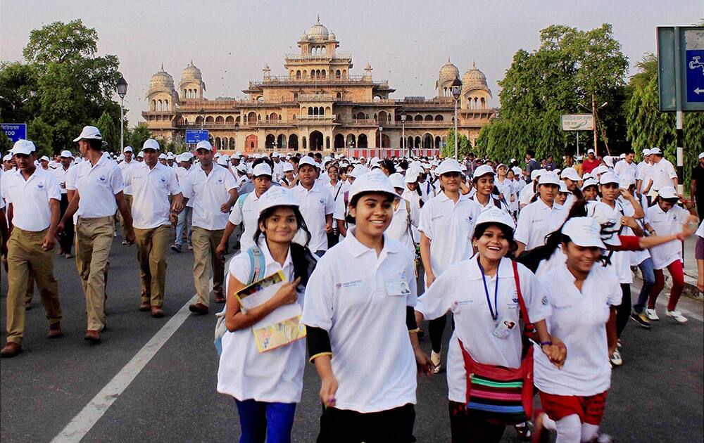 People taking part in an awareness rally on the occasion of World Environment Day, in Guwahati.