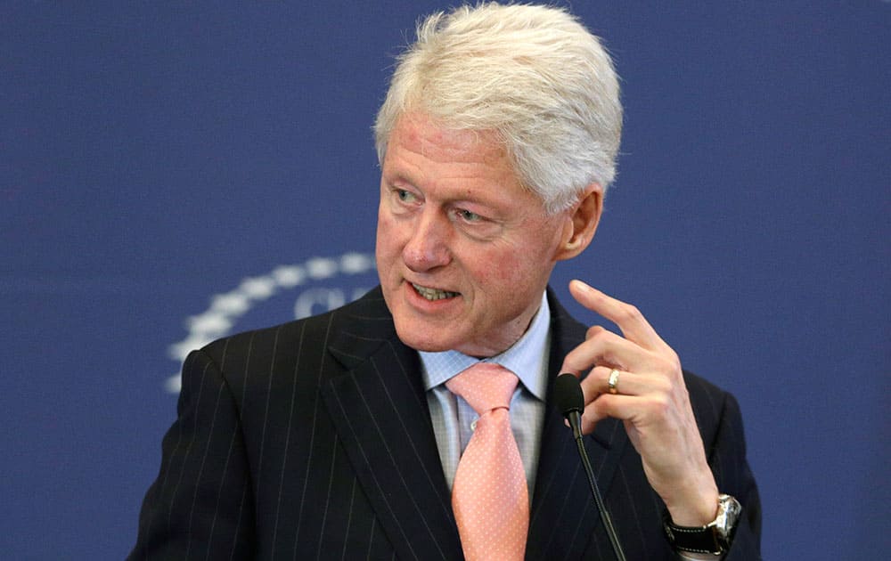 Former President Bill Clinton speaks about the importance of presidential centers at the Clinton Presidential Library in Little Rock, Ark.