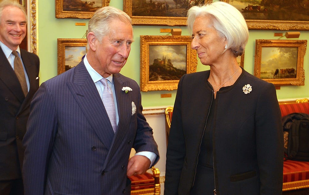 Britain`s Prince Charles talks to Christine Lagarde, Managing Director of the International Monetary fund, before the start of the Inclusive Capitalism Conference at the Mansion House in the City of London.