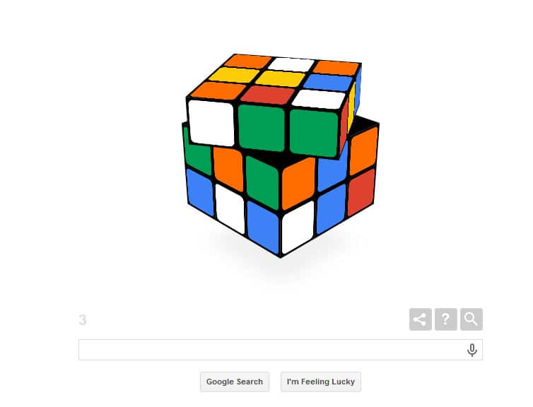 Google celebrates 40th anniversary of Rubik`s Cube with interactive doodle.