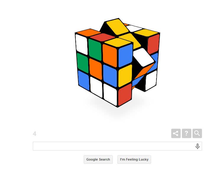 Google celebrates 40th anniversary of Rubik`s Cube with interactive doodle.