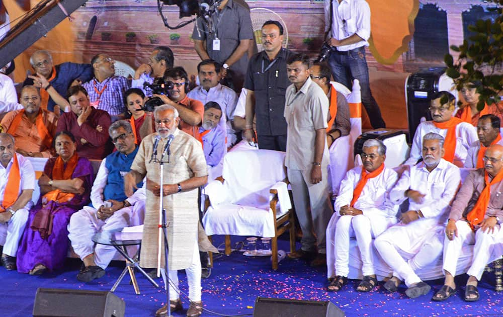 8:10 PM Narendra Modi addresses a public meeting in Ahmedabad.