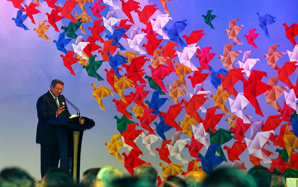 Indonesia`s President Susilo Bambang Yudhoyono delivers his speech during the opening of Open Government Partnership Asia-Pacific Regional Conference in Bali resort island, Indonesia.