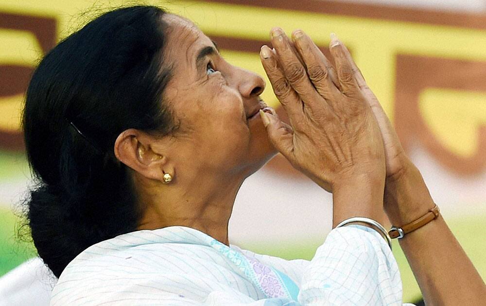 West Bengal Chief Minister and Trinamool Congress Suprimo Mamata Banerjee in election campaign during Lok Sabha election in Kolkata.