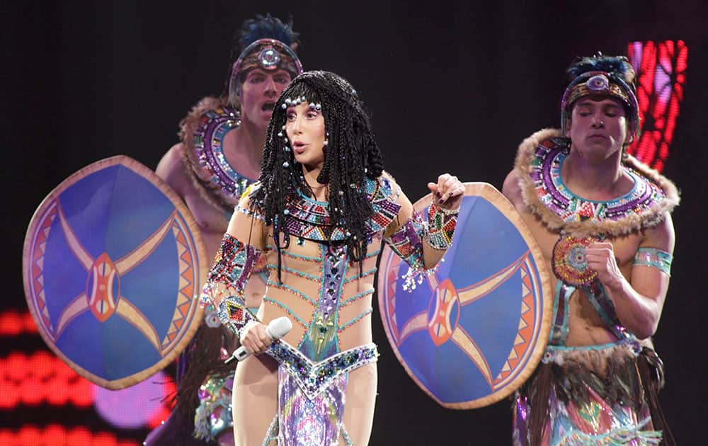 Cher performs in concert during her Dressed to Kill 2014 Tour at the Wells Fargo Center in Philadelphia.