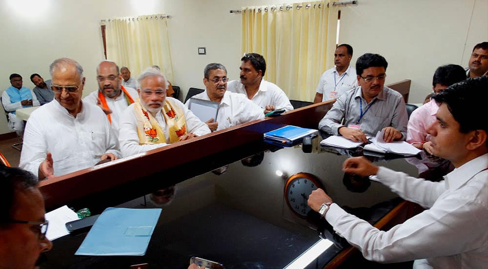 BJP Prime Ministerial candidate Narendra Modi filing his nomination papers in Varanasi.