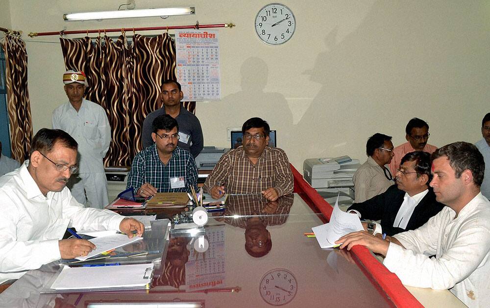 Congress Vice President Rahul Gandhi files his nomination papers for Amethi parliamentary seat, in Amethi.