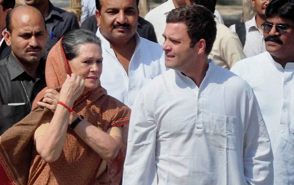 Congress Vice President Rahul Gandhi with his mother and Congress President Sonia Gandhi return after he filed his nomination papers from Ameth Lok Sabha seat, in Amethi.