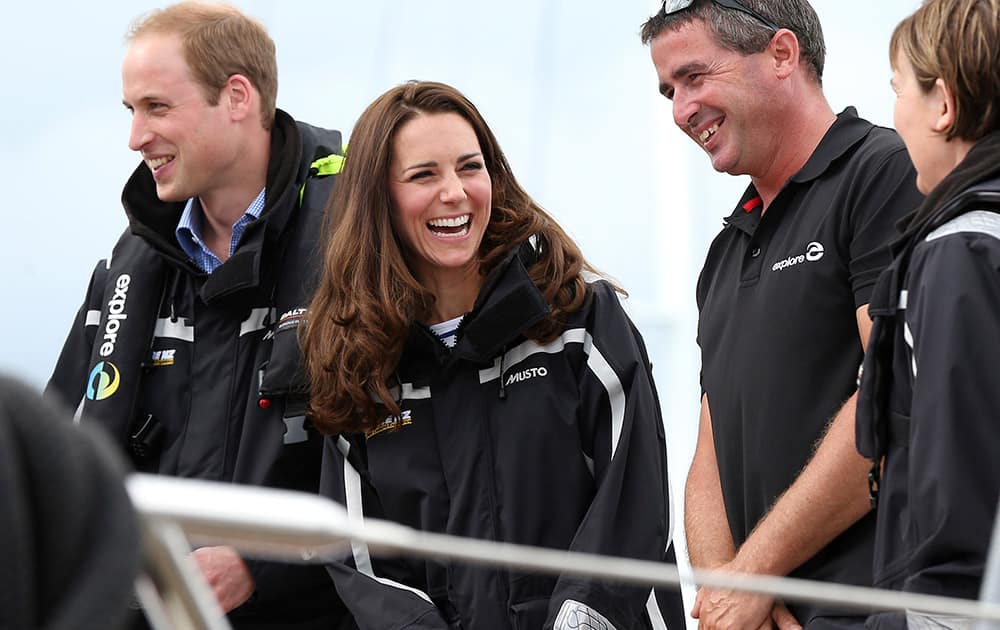 Britain`s Prince William and his wife, Kate, the Duchess of Cambridge, arrive at Viaduct Basin in Auckland, New Zealand.