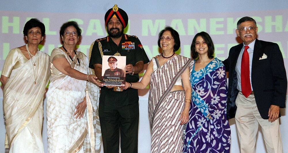 Army Chief Gen. Bikram Singh releases a book `Field Marshal Sam Manekshaw – The Man and His Times` on Manekshaw`s 101st birth anniversary in New Delhi.