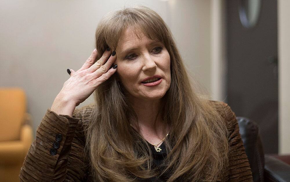 Anne Pollard, who was arrested in 1985 as an accomplice to her then-husband Jonathan Pollard, speaks in an interview to The Associated Press in Modiin, near Jerusalem, Israel.