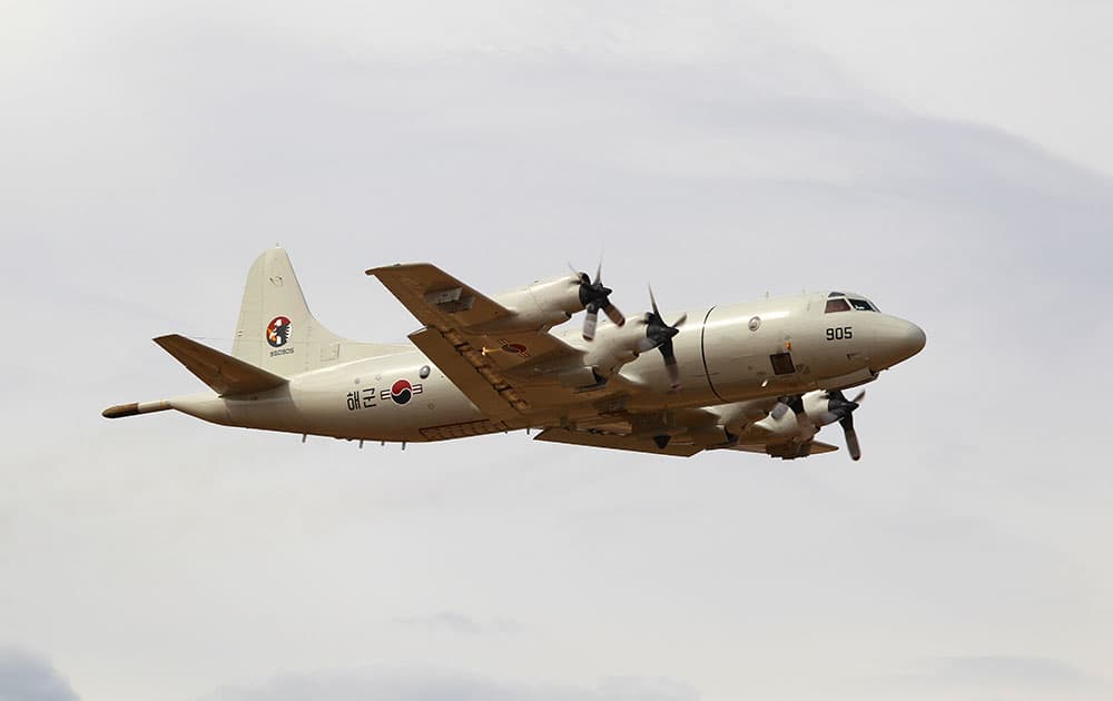 South Korea`s P-3 Orion plane takes off from RAAF Pearce air base, to help the international search effort trying to locate missing Malaysia Airlines Flight MH370, in Perth.
