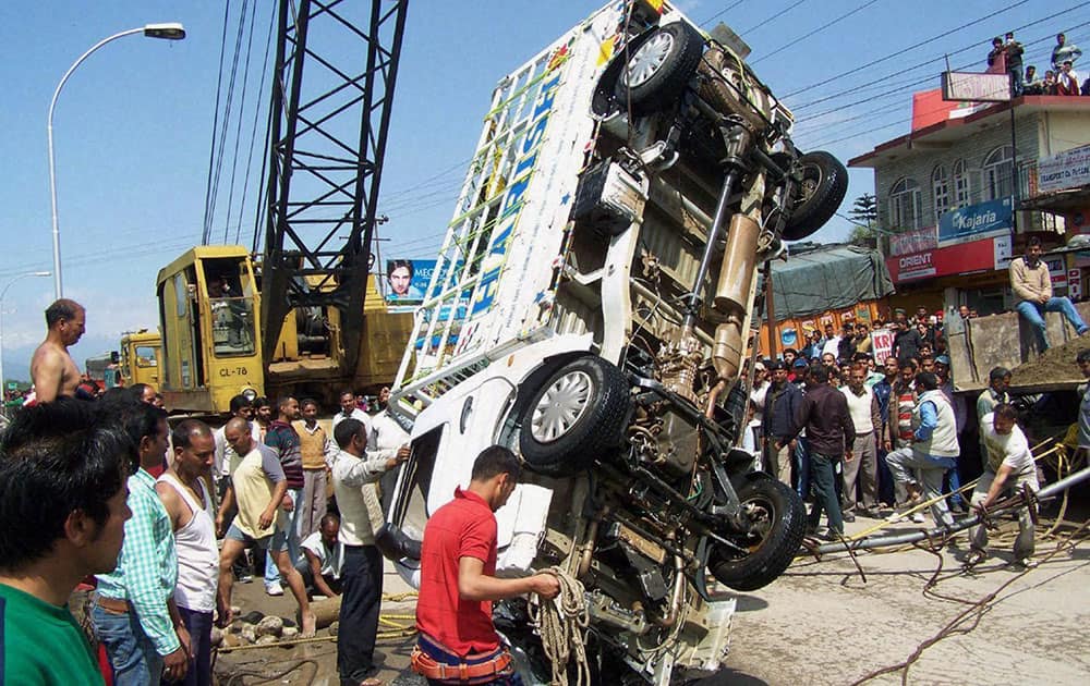 Rescue work in carried out on Tuesday after a vehicle fell into a canal in Sundernagar town of Mandi district on Monday night.